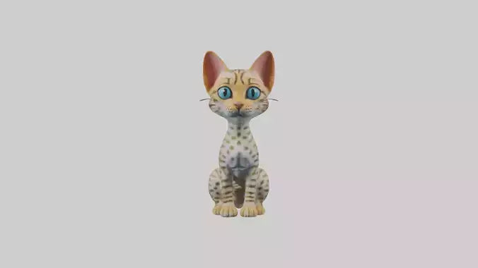 3D model Sitting Ocicat Cat model VR / AR / low-poly
