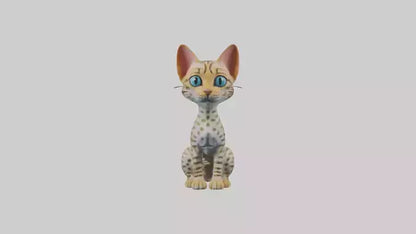 3D model Sitting Ocicat Cat model VR / AR / low-poly