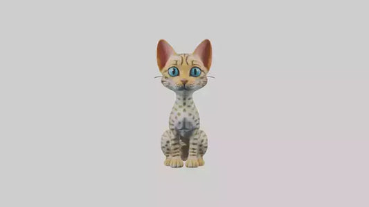 3D model Sitting Ocicat Cat model VR / AR / low-poly