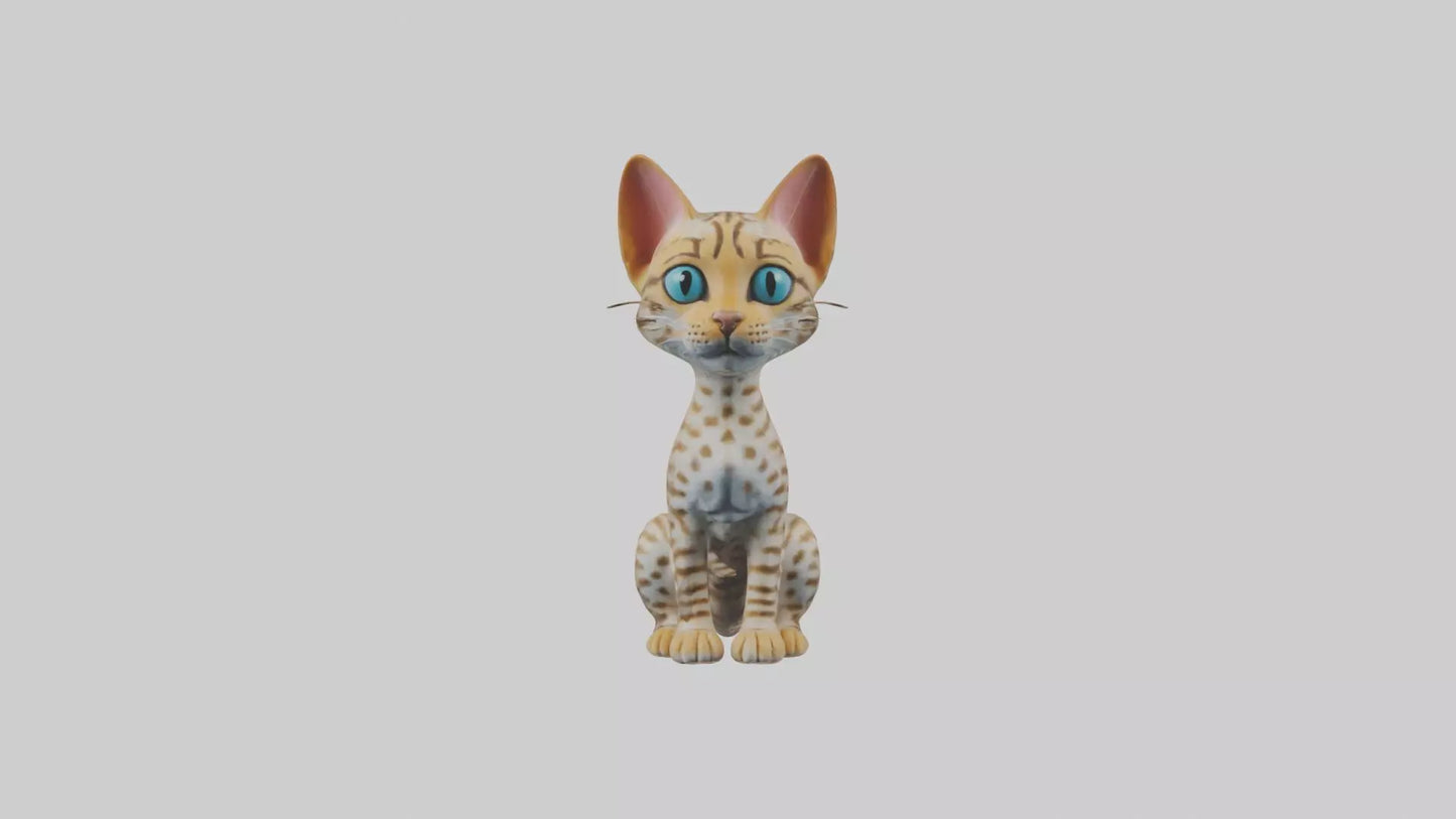 3D model Sitting Ocicat Cat model VR / AR / low-poly