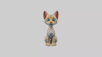 3D model Sitting Ocicat Cat model VR / AR / low-poly