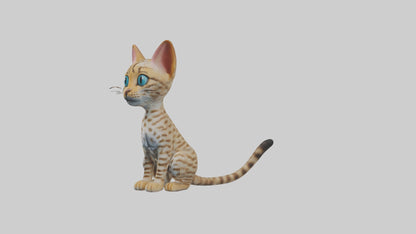 3D model Sitting Ocicat Cat model VR / AR / low-poly