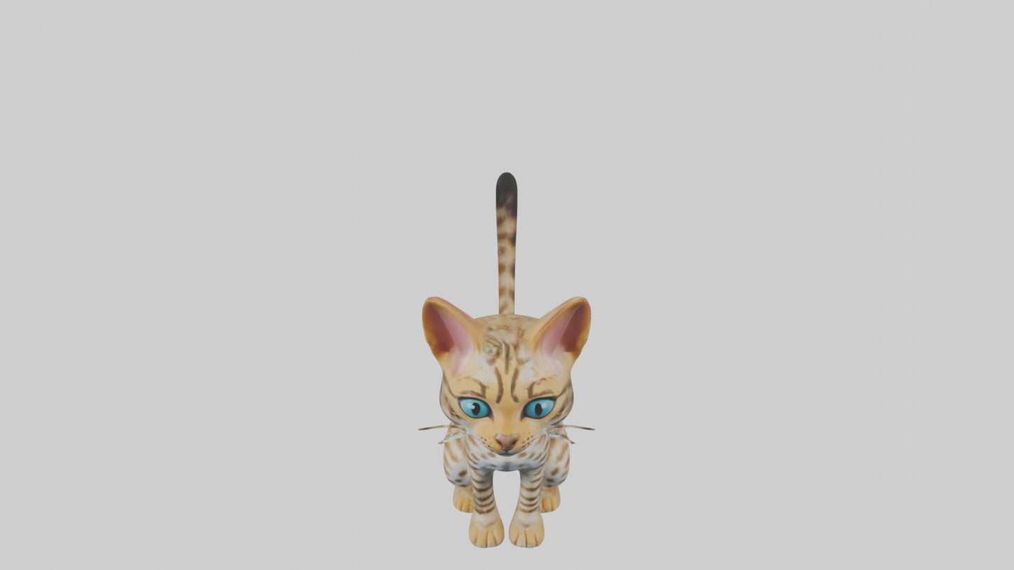 3D model Sitting Ocicat Cat model VR / AR / low-poly