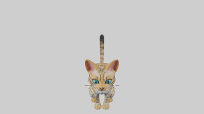 3D model Sitting Ocicat Cat model VR / AR / low-poly