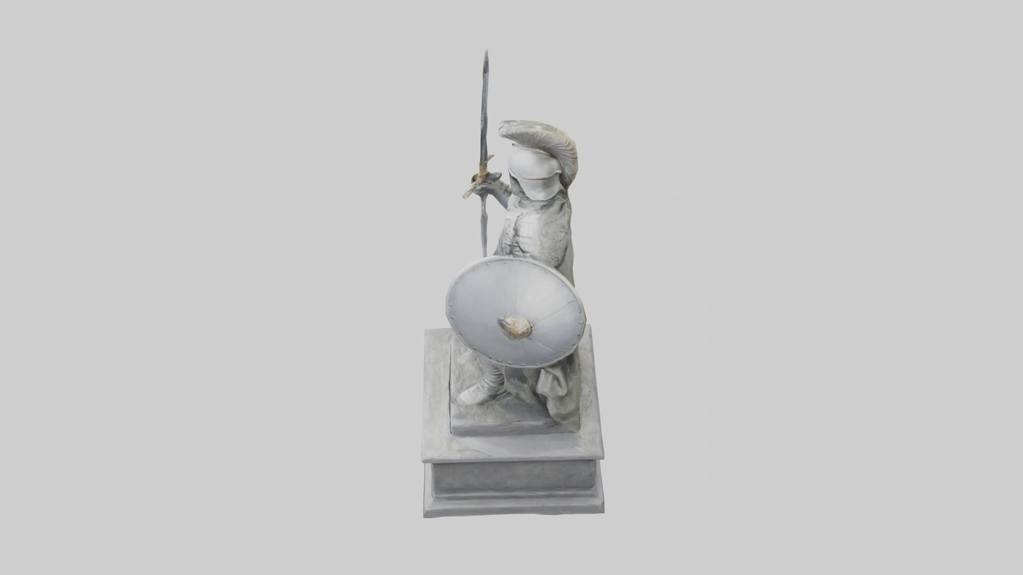 Soldier with Sword and Shield Statue model 3D model