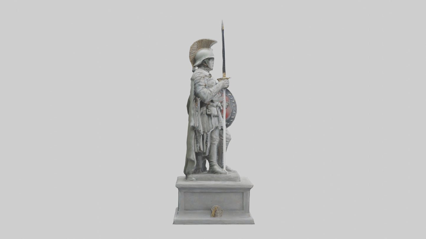 Soldier with Sword and Shield Statue model 3D model