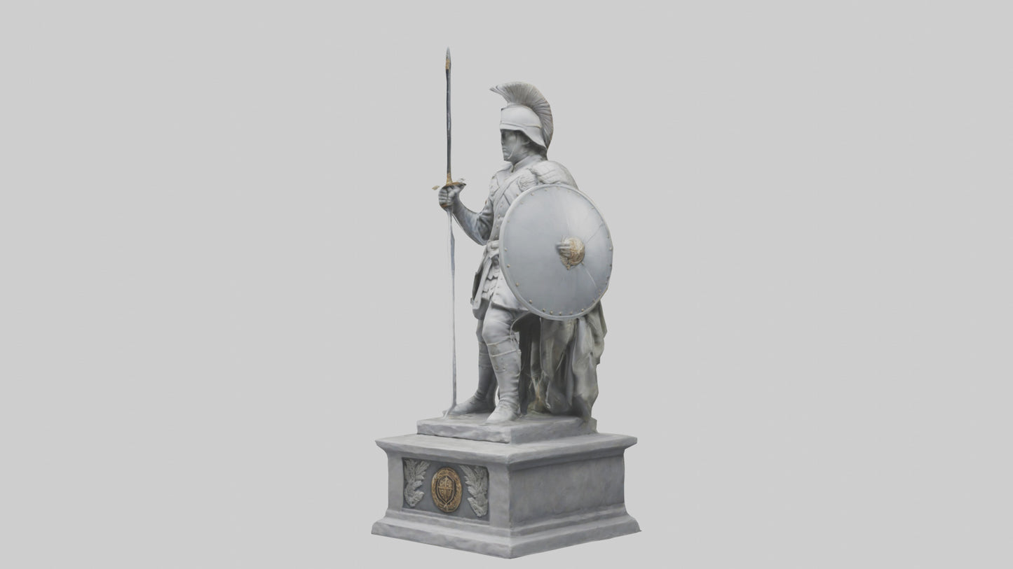 Soldier with Sword and Shield Statue model 3D model
