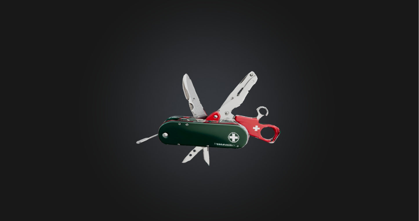 3D model Swiss army knife VR / AR / low-poly