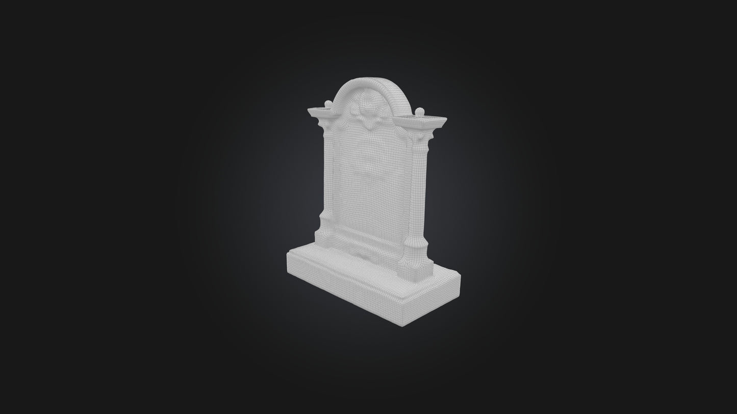 3D model Tombstone with Epitaph VR / AR / low-poly