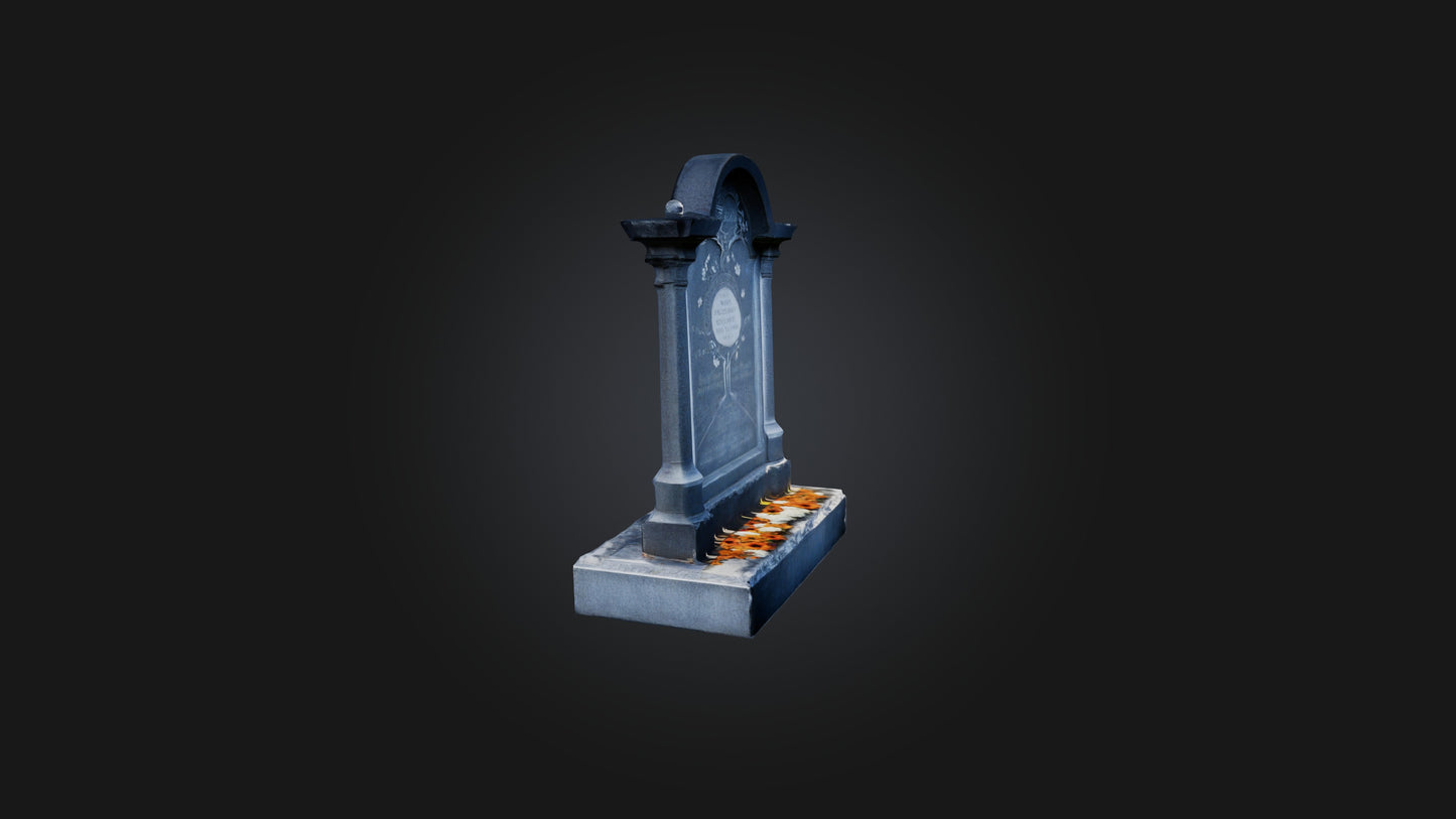 3D model Tombstone with Epitaph VR / AR / low-poly