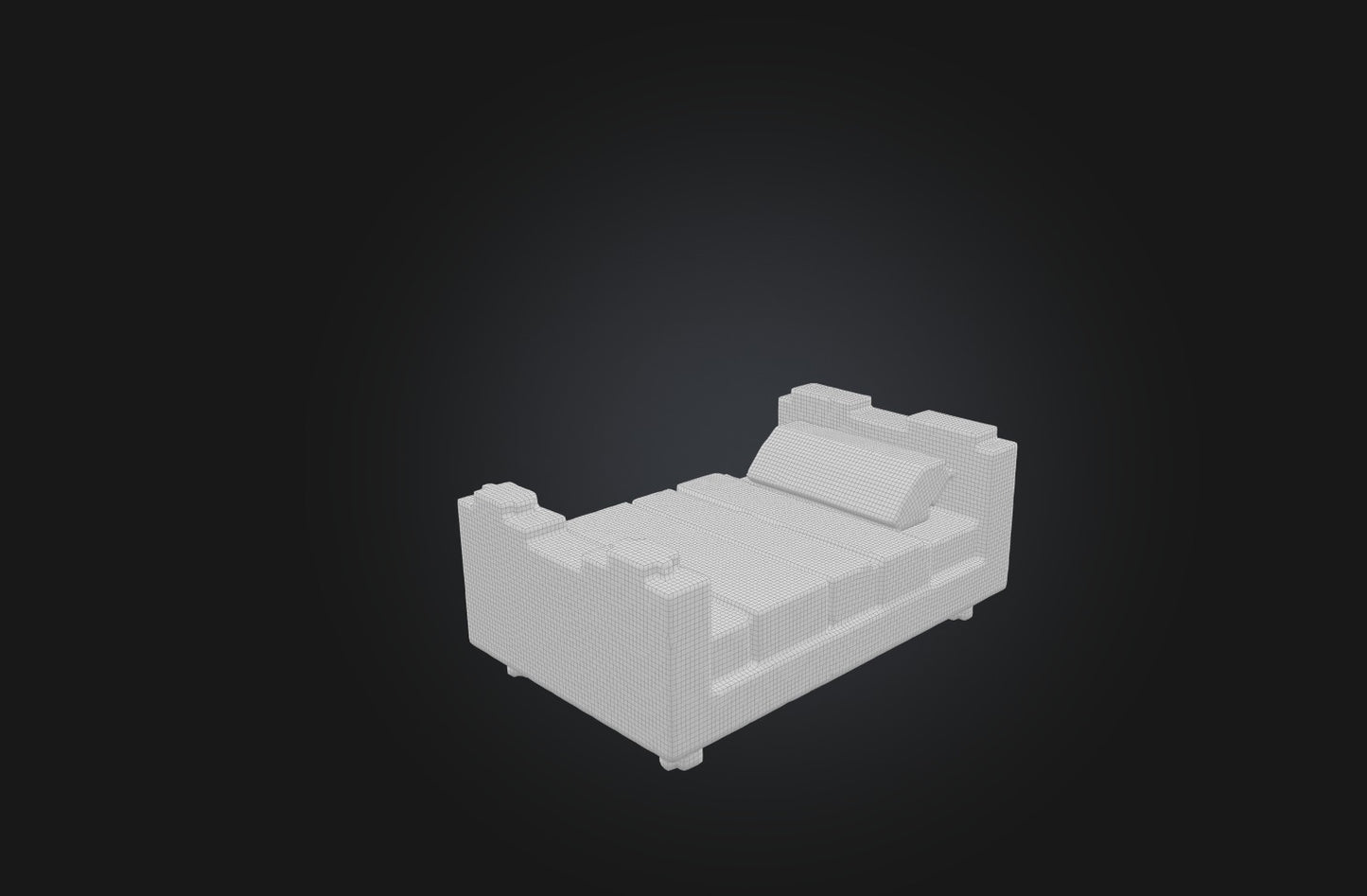 3D model Voxel Bed VR / AR / low-poly