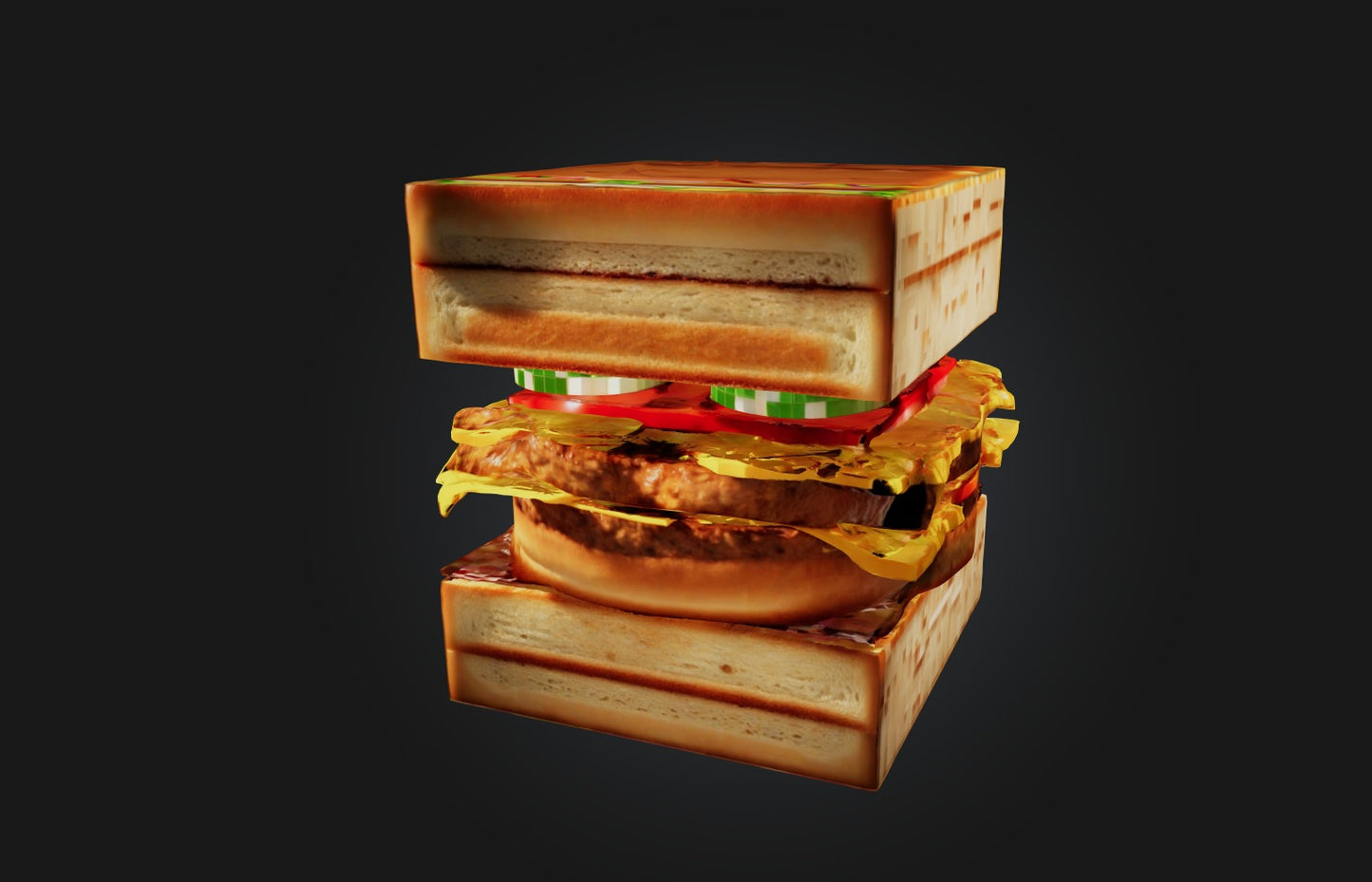 3D model Voxel Burger VR / AR / low-poly