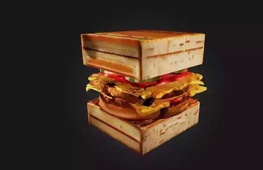 3D model Voxel Burger VR / AR / low-poly