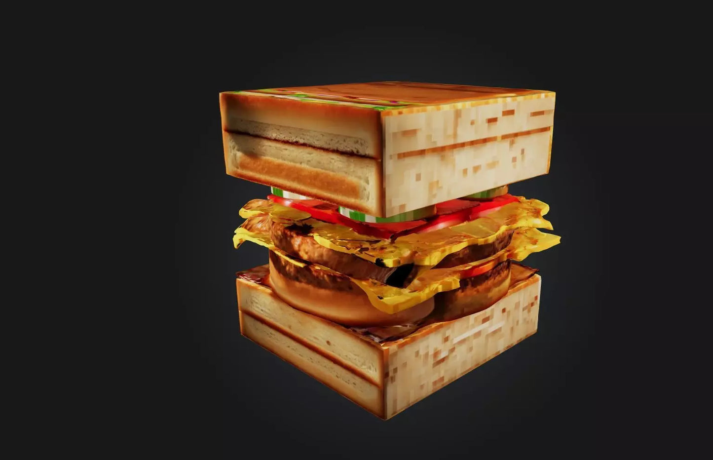 3D model Voxel Burger VR / AR / low-poly