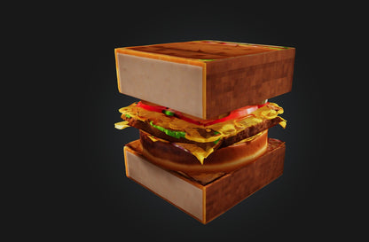 3D model Voxel Burger VR / AR / low-poly