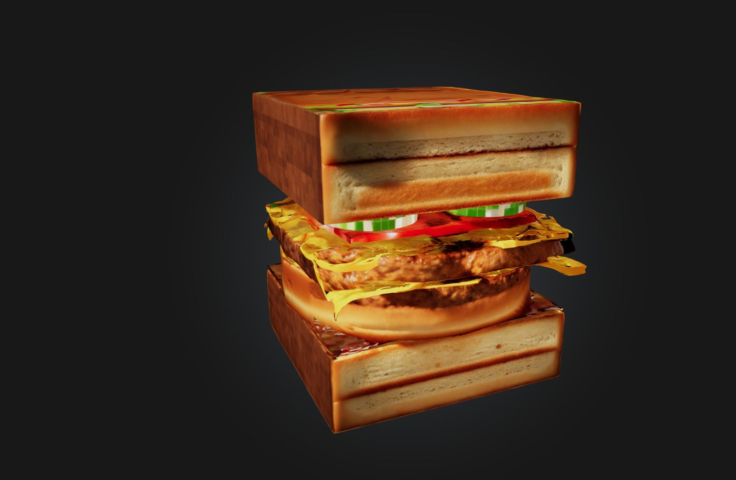 3D model Voxel Burger VR / AR / low-poly