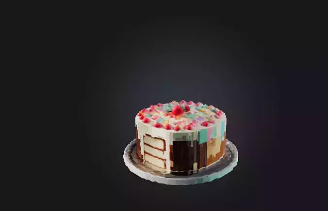 3D model Voxel Cake VR / AR / low-poly