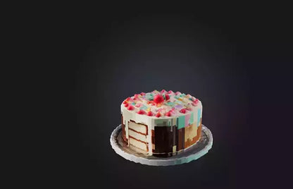 3D model Voxel Cake VR / AR / low-poly