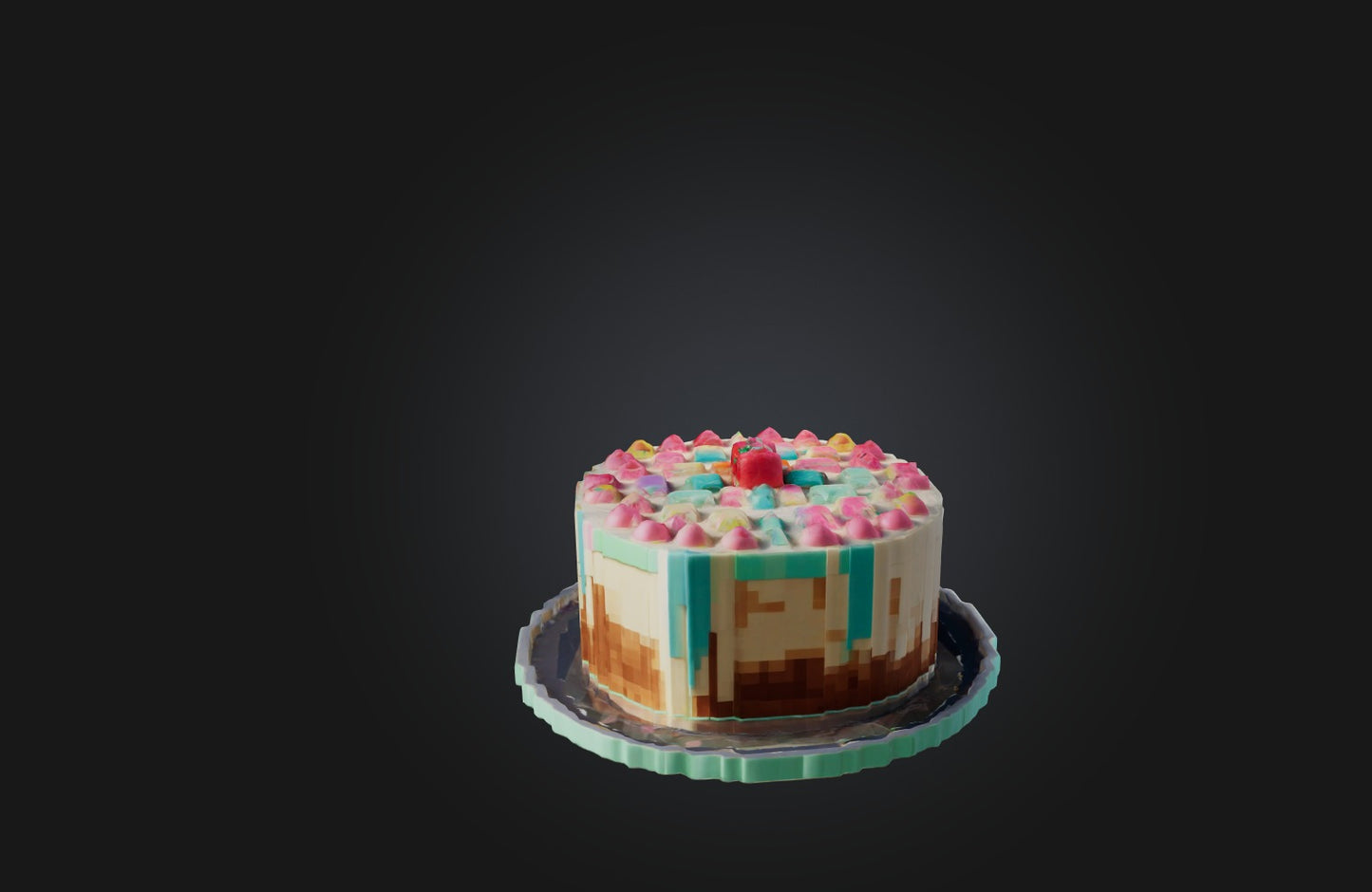 3D model Voxel Cake VR / AR / low-poly