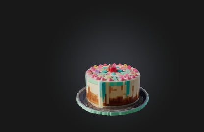 3D model Voxel Cake VR / AR / low-poly
