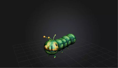 3D model Voxel Caterpillar   VR / AR / low-poly