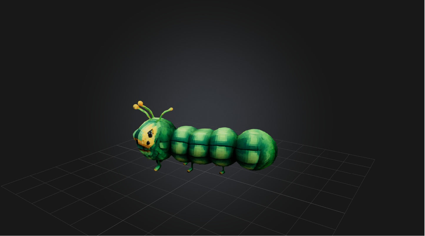 3D model Voxel Caterpillar   VR / AR / low-poly