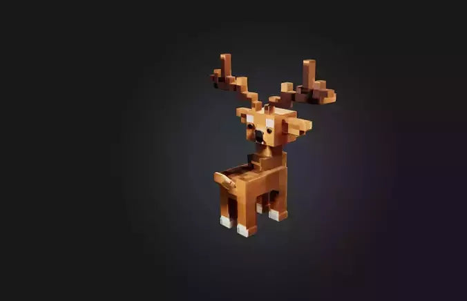 3D model Voxel Deer VR / AR / low-poly