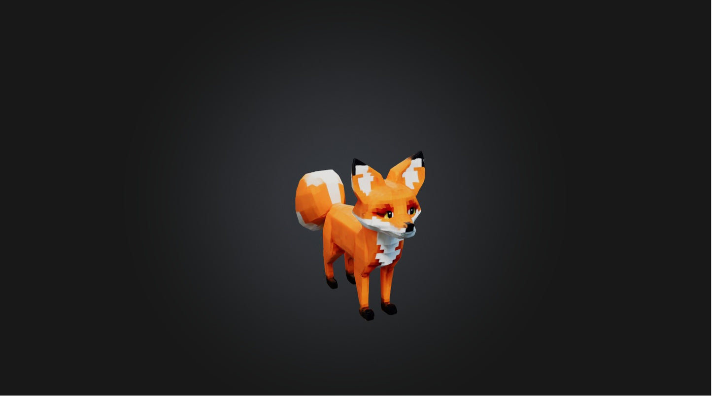 3D model Voxel Fox   VR / AR / low-poly
