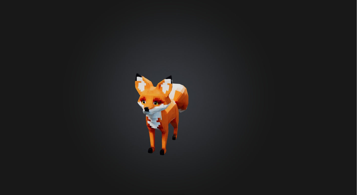 3D model Voxel Fox   VR / AR / low-poly