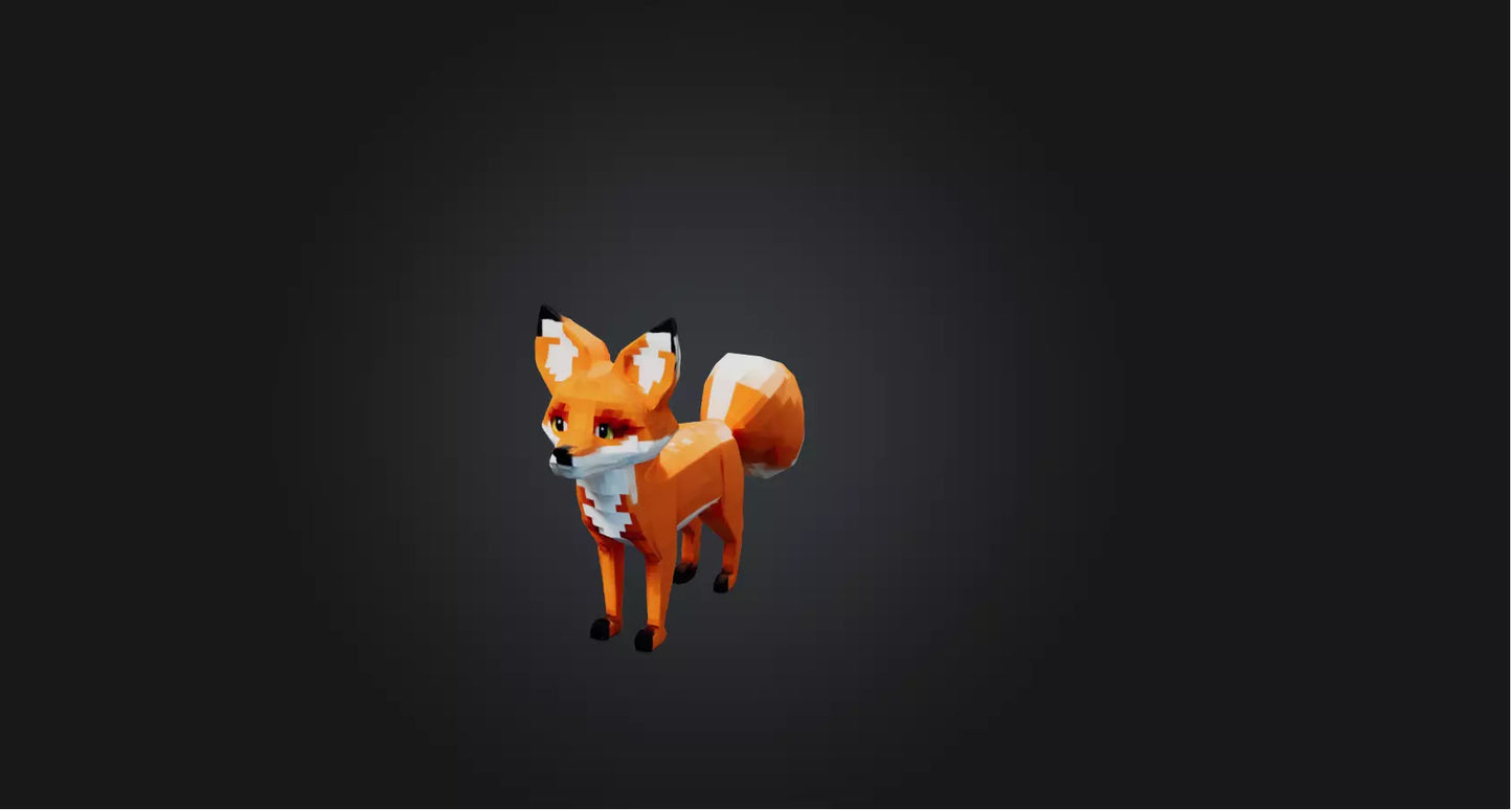 3D model Voxel Fox   VR / AR / low-poly
