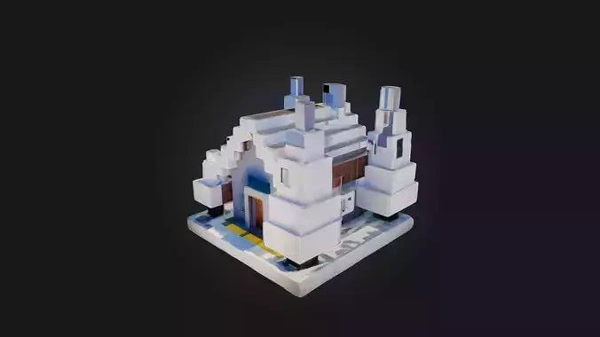 3D model Voxel House VR / AR / low-poly