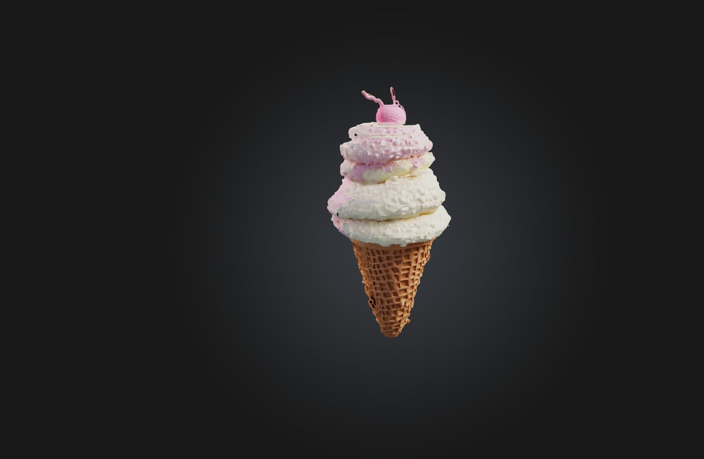 3D model Voxel Ice Cream Cone VR / AR / low-poly