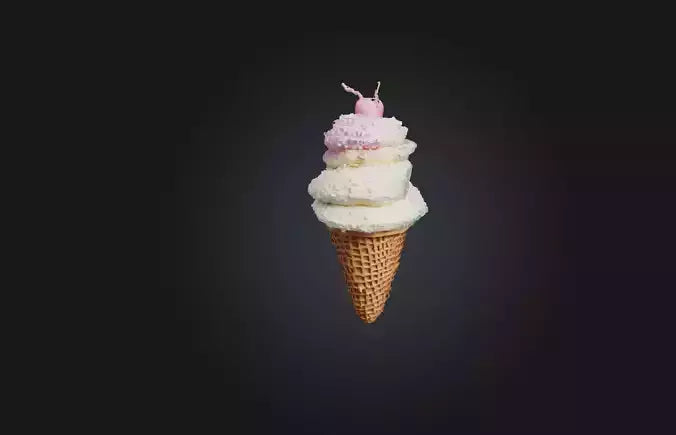 3D model Voxel Ice Cream Cone VR / AR / low-poly