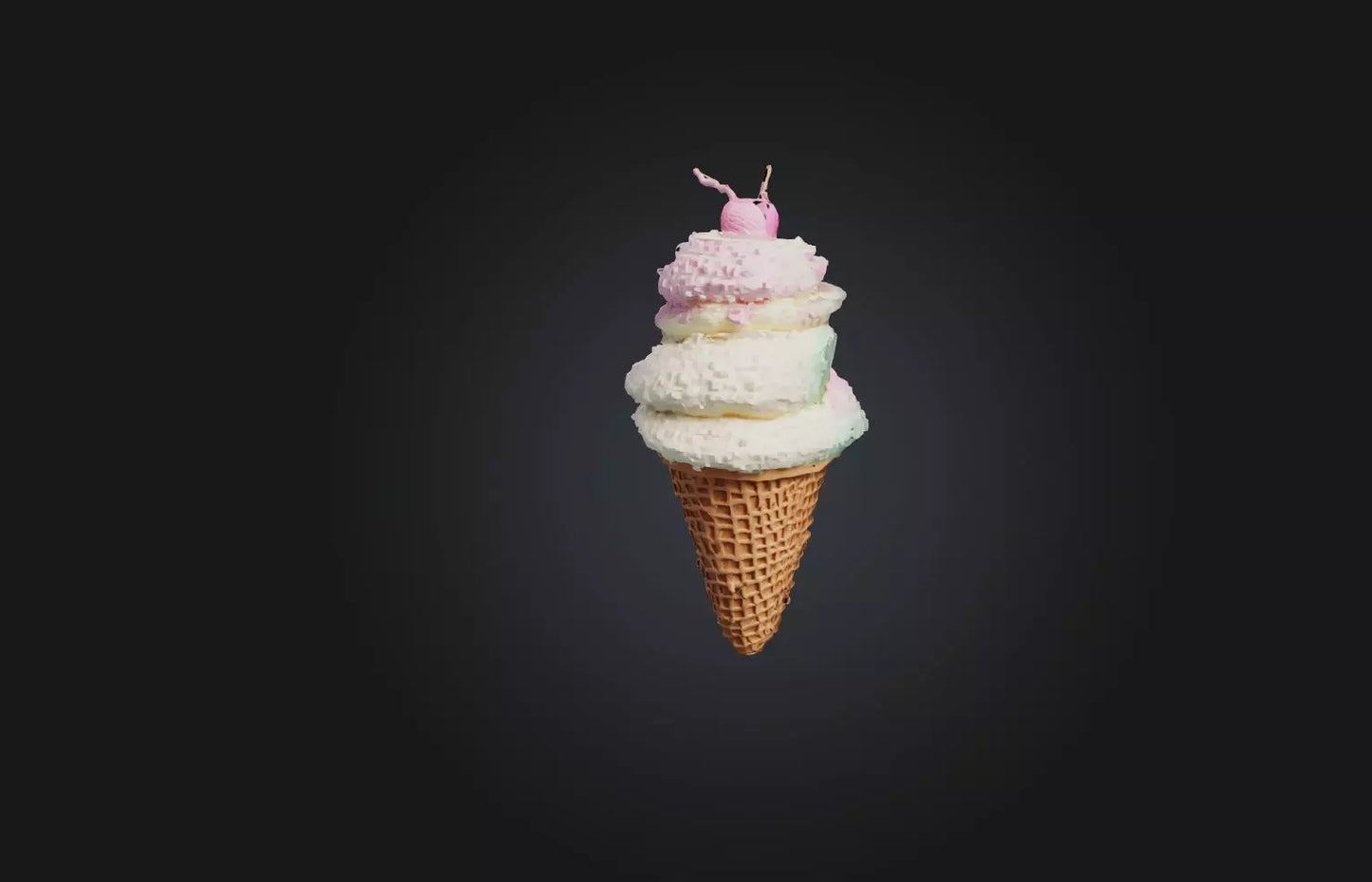 3D model Voxel Ice Cream Cone VR / AR / low-poly