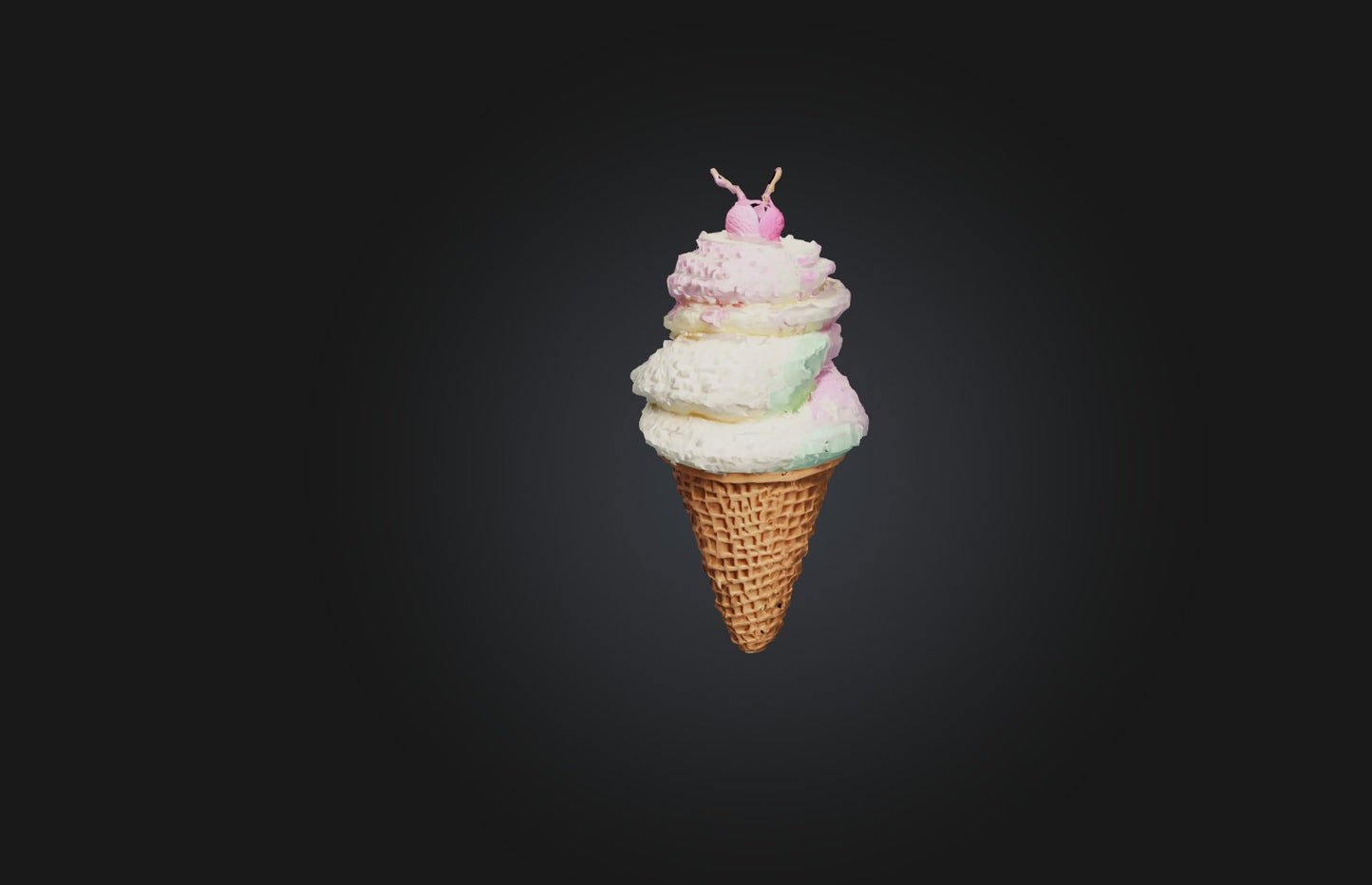 3D model Voxel Ice Cream Cone VR / AR / low-poly