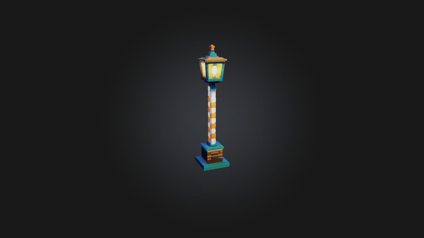 3D model Voxel Lamp Post VR / AR / low-poly
