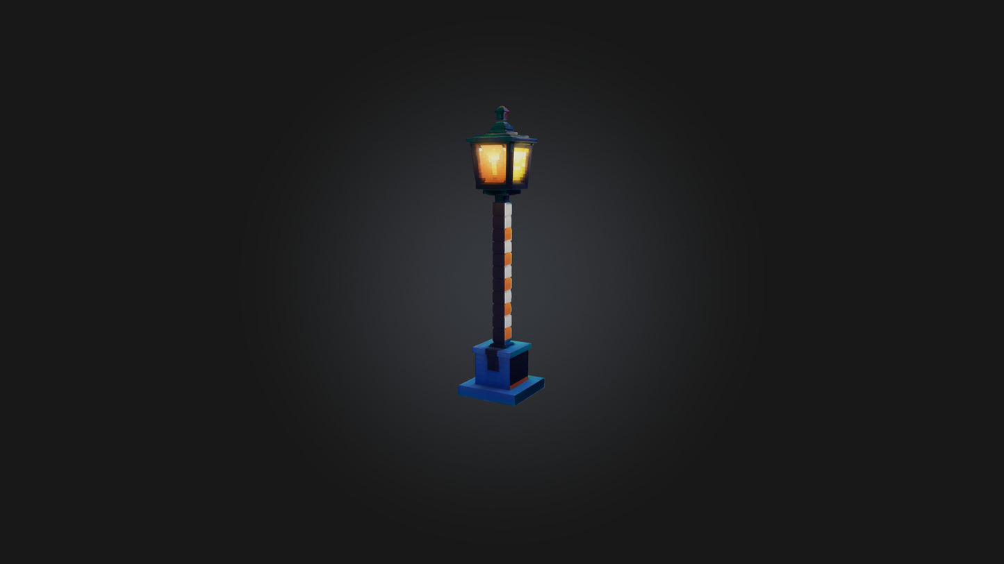 3D model Voxel Lamp Post VR / AR / low-poly