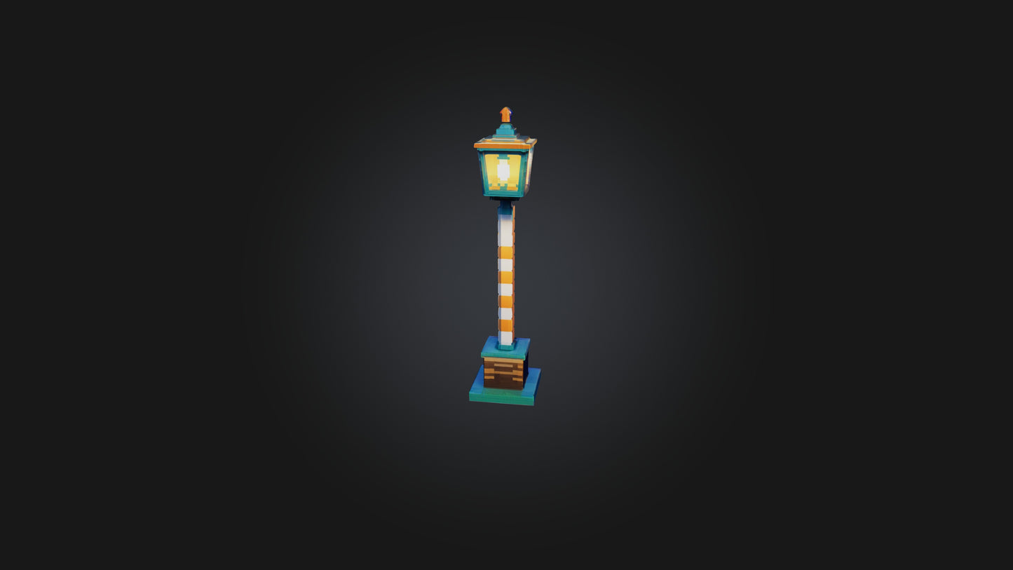 3D model Voxel Lamp Post VR / AR / low-poly