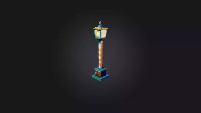 3D model Voxel Lamp Post VR / AR / low-poly