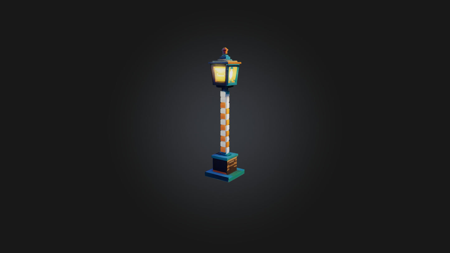 3D model Voxel Lamp Post VR / AR / low-poly