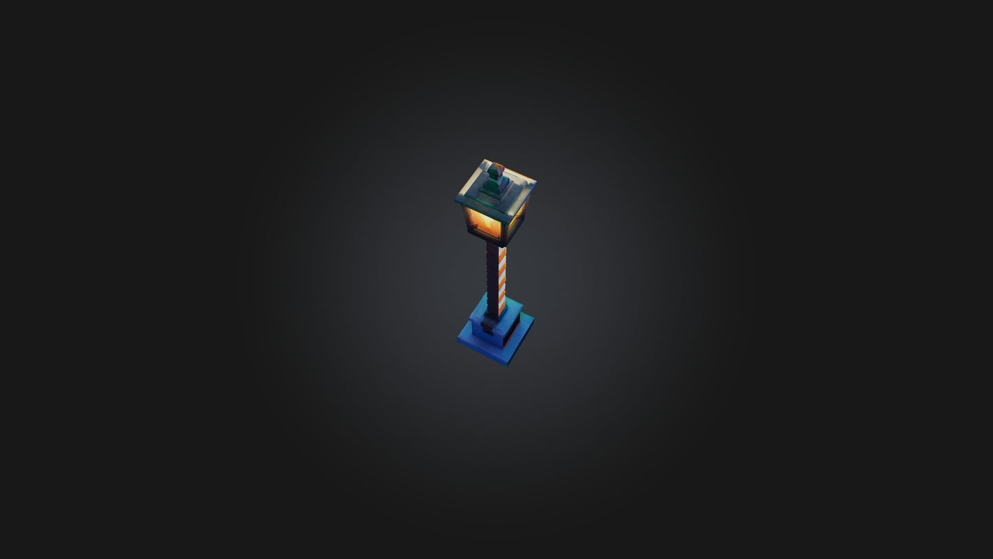 3D model Voxel Lamp Post VR / AR / low-poly