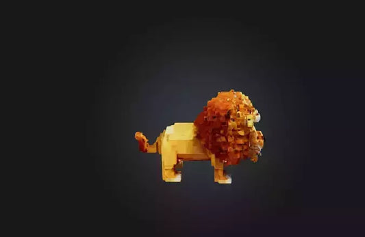 3D model Voxel Lion VR / AR / low-poly