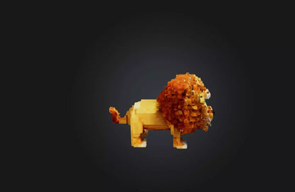 3D model Voxel Lion VR / AR / low-poly