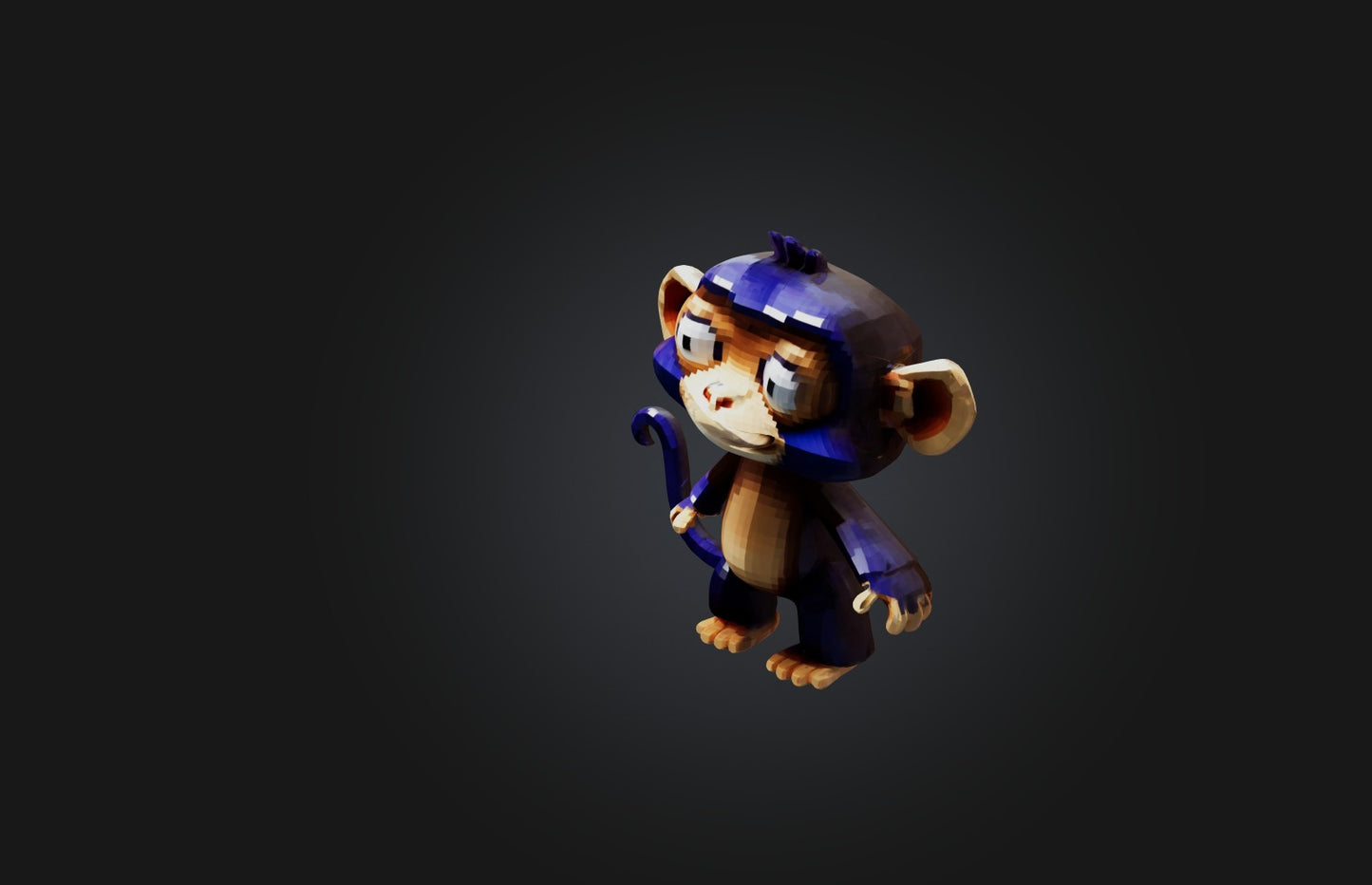 3D model Voxel Monkey VR / AR / low-poly