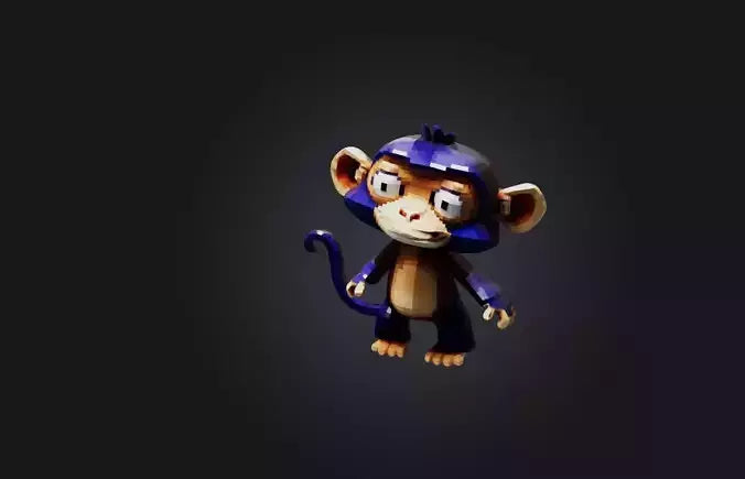 3D model Voxel Monkey VR / AR / low-poly