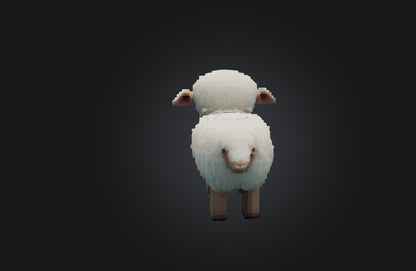 3D model Voxel Sheep VR / AR / low-poly