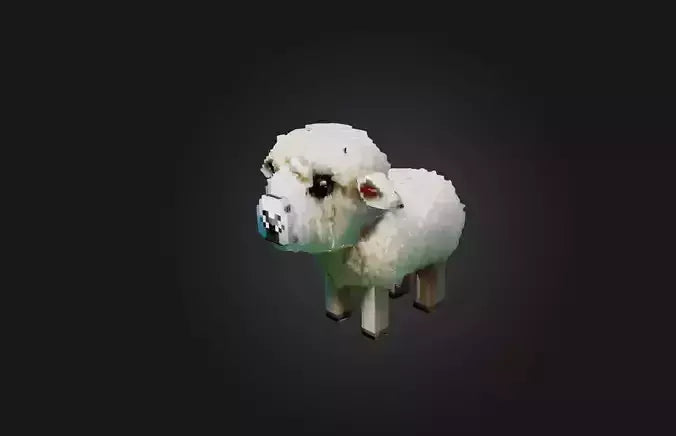3D model Voxel Sheep VR / AR / low-poly