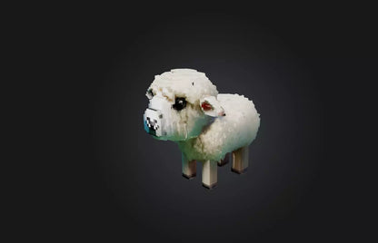 3D model Voxel Sheep VR / AR / low-poly
