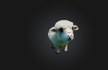 3D model Voxel Sheep VR / AR / low-poly