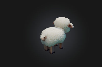 3D model Voxel Sheep VR / AR / low-poly